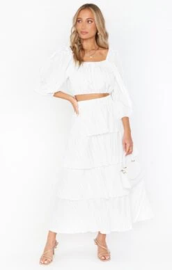 Show Me Your Mumu Full Swing Skirt ~ White Crinkle