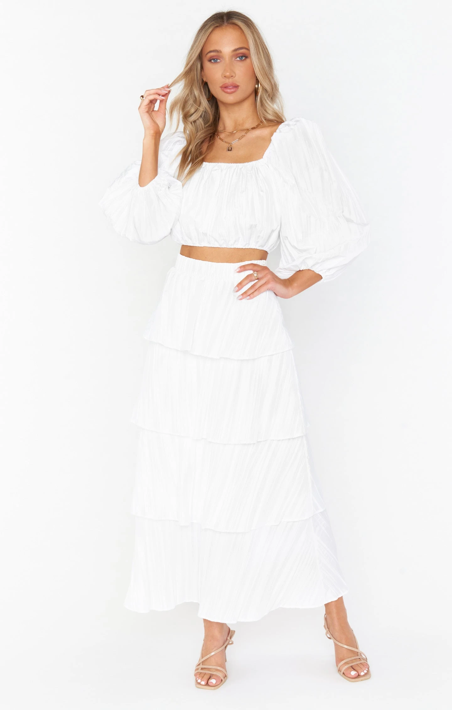 Show Me Your Mumu Full Swing Skirt ~ White Crinkle 4 Show Me Your Mumu Full Swing Skirt ~ White Crinkle - Image 2