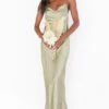Show Me Your Mumu Tuscany Maxi Slip Dress ~ Moss Green Luxe Satin -Show Me Your Mumu Sales springbridal torijudah 11.1926423