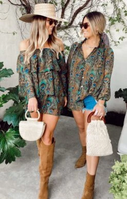 Show Me Your Mumu Triple Decker Romper ~ Original Peacock -Show Me Your Mumu Sales tripledeckerromperoriginalpeacockwebsite