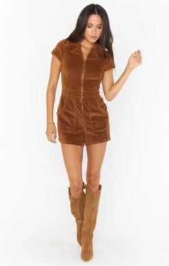 Show Me Your Mumu Outlaw Romper ~ Saddle Brown Corduroy -Show Me Your Mumu Sales winterbridal lexaemilty 9.115048